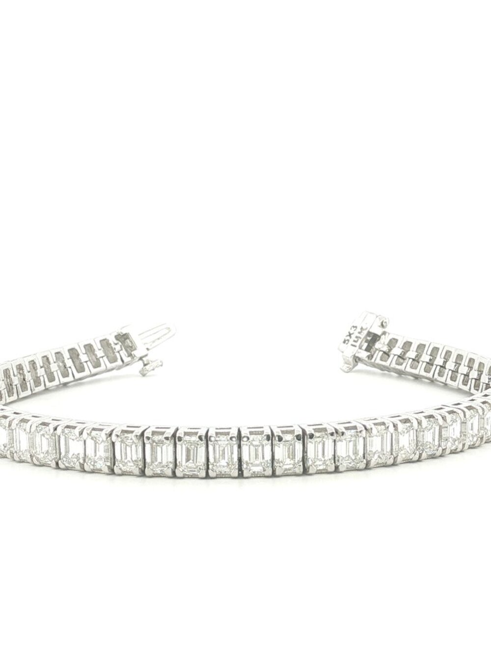 17Ct Emerald Cut Lab Grown Diamond Tennis Bracelet in 14K Gold